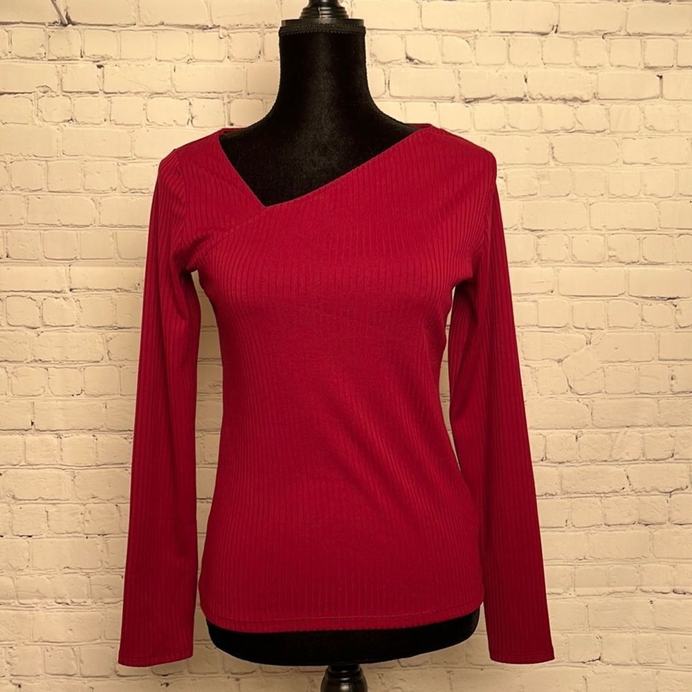 NWT Express One Eleven Asymmetrical Neckline Ruby Top - Medium